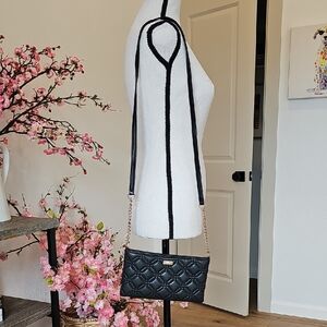 Kate Spade Black Quilted Clutch with Gold Chain